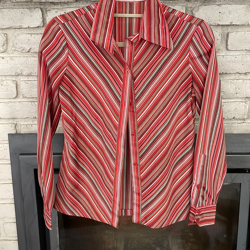 70s striped button down